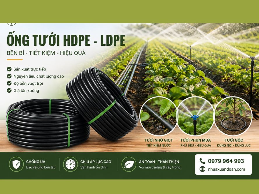 Ống Tưới LDPE - HDPE Chất Lượng ứng dụng tưới nhỏ giọt và tưới phun